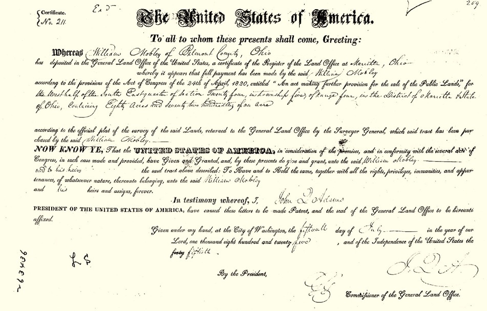 Land Patent William Mobley